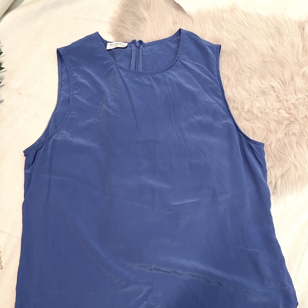 Equipment silk blouse blue sleeveless